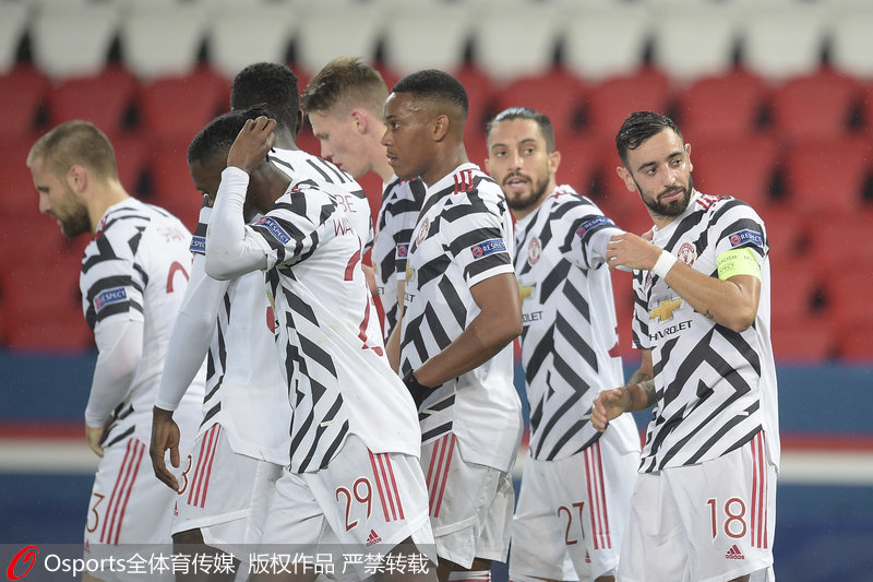 曼联队员庆祝进球