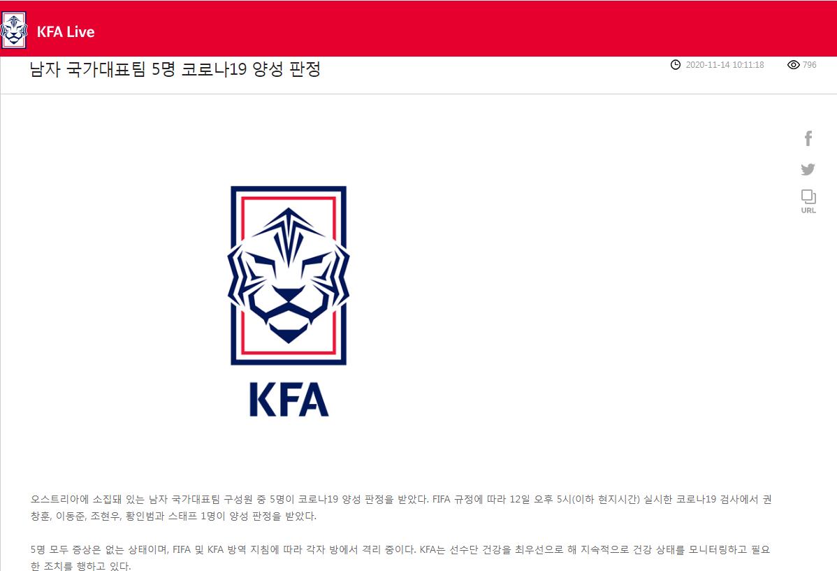 韩国男足五人感染新冠病毒 均为无症状感染者