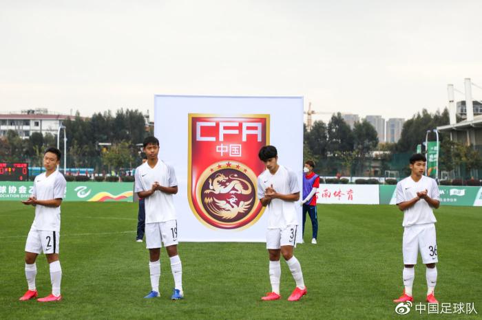 U19国青在中乙比赛中。图片来源：中国足球队官微