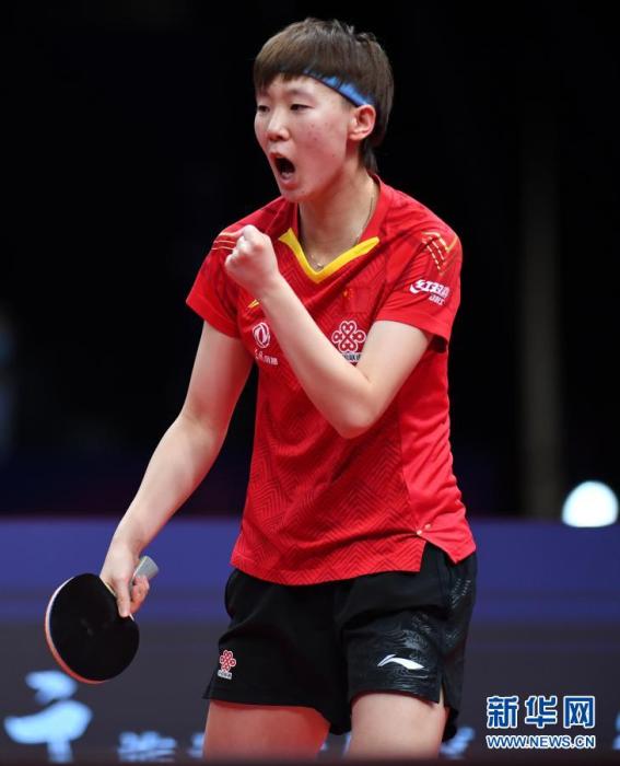 资料图：王曼昱在比赛中庆祝得分。图片来源：新华网 新华社记者 刘军喜 摄