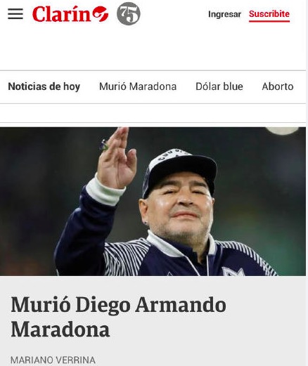 阿根廷知名媒体号角报最先报道了马拉多纳离世的消息
