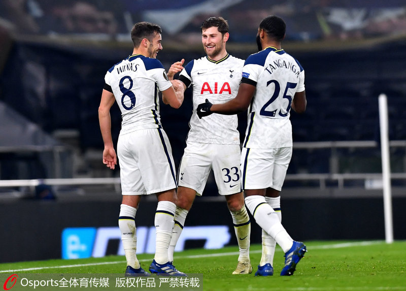 热刺球员庆祝进球