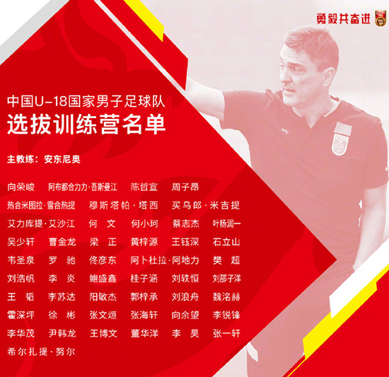中国足协组织U18国足选拔训练营何小珂等48名球员入选