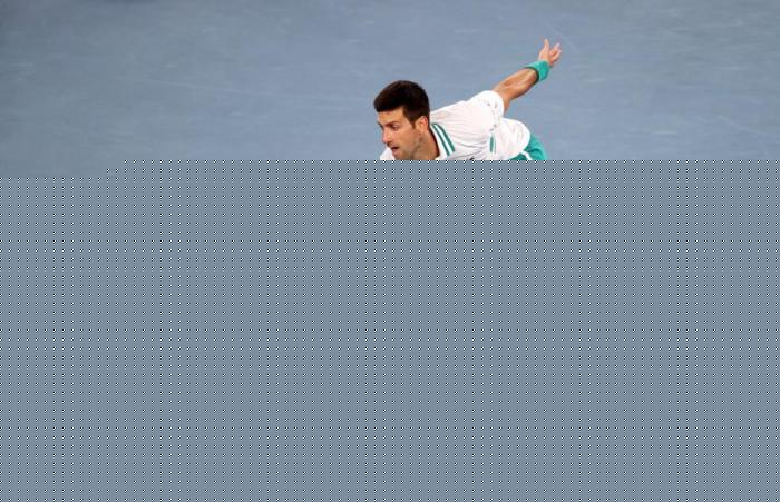 图为2021年澳大利亚网球公开赛男单决赛现场