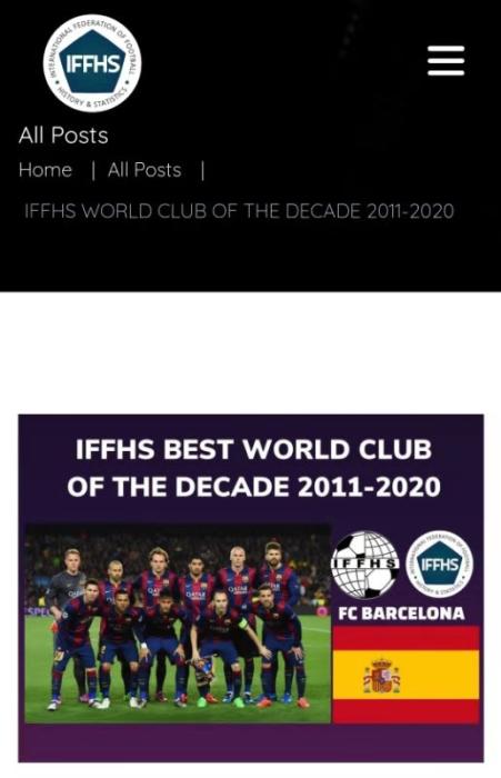 IFFHS网站截图。