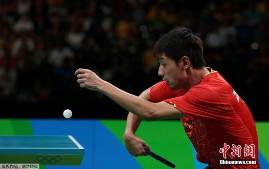 资料图：2016里约奥运乒乓球男子团体半决赛，中国队3-0战胜韩国队。图为张继科在比赛中。