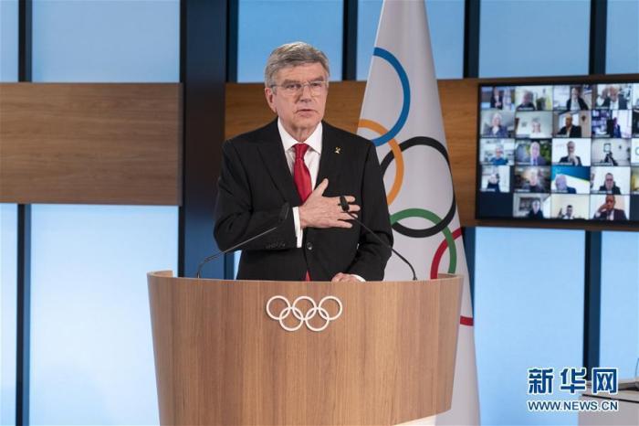 3月10日，在瑞士洛桑，现任国际奥委会主席巴赫在成功连任后发表讲话。 新华社发 图片来源：新华网