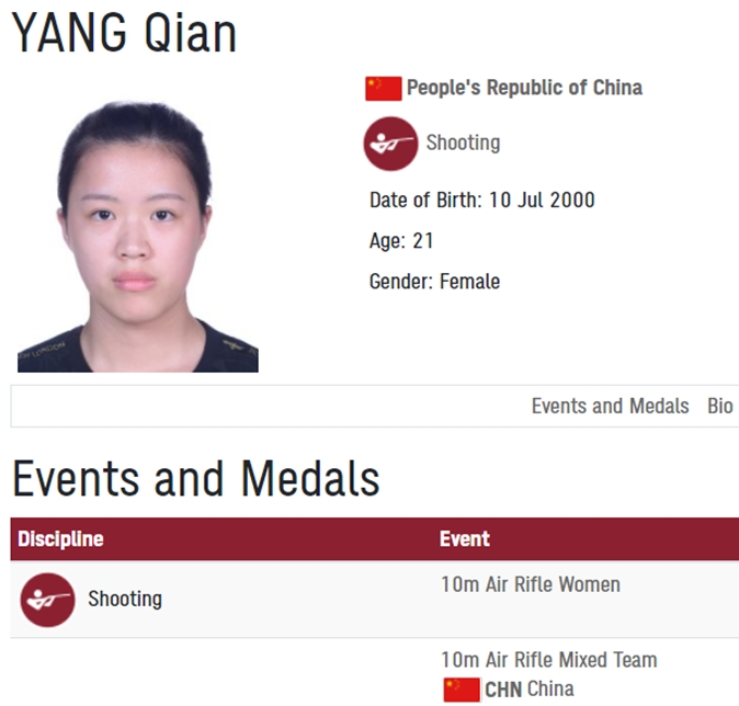 中国年轻选手杨倩将肩负为中国代表团争夺奥运首金的重任。